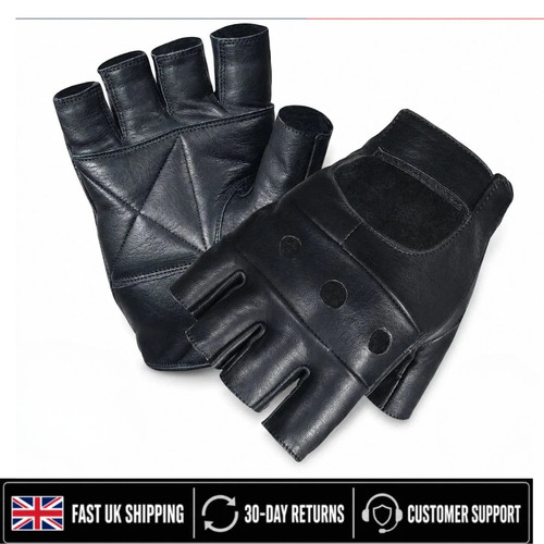 Leather fingerless gloves - leather,
