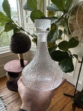 Vintage Whitefriars Snowflake Glass Ship Decanter. Perfect Condition