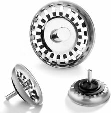 2x Premium Stainless Steel Kitchen Sink Strainer Drain Replacement Waste Plug UK