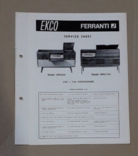 EKCO Ferranti Models   SRG450 & SRG1144 AM FM Stereograms Service sheet
