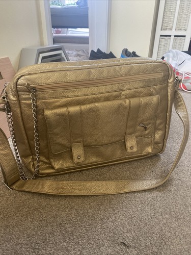 Retro gold puma satchel laptop - gold,