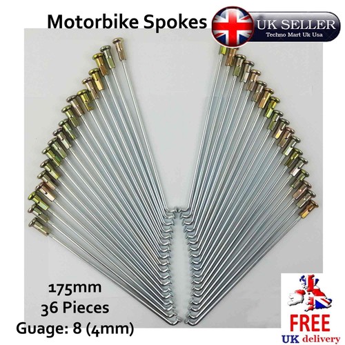 Motorbike spokes 175mm - 175mm, nipple