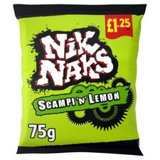 Nik Naks Scampi 'N' Lemon Crisps 8 Pack x 75g - Express Delivery