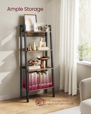 Narrow Bookshelf Ladder Shelf 4-Tier Rustic Brown, Black f Office Home Bedroom