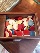 Antique/Vintage/Old Game Treen Sliding Box with Tiddly Winks c1900-10 Edwardian