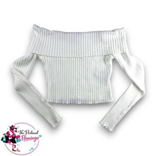 Bershka White Ribbed Off