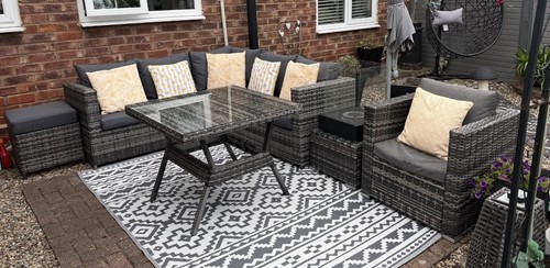 Rattan corner sofa - with, table
