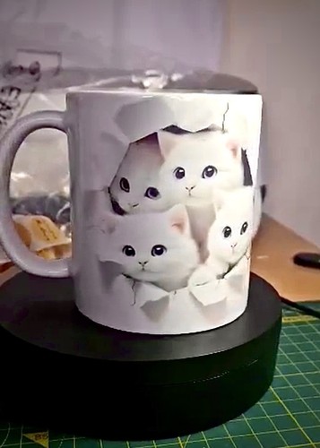 Ceramic mug cup - 3d, kitten