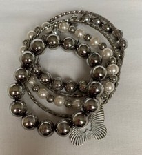 5 Silver & Pearl Beaded Metal  Costume Fashion Jewllery Gift Birthday Wedding