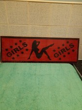 Vintage Hand Painted rare erotic girls Retro Wooden advertising Sign 63cm x 20cm