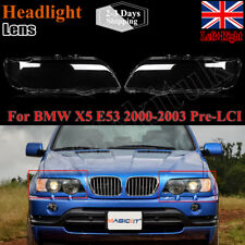 Pair Left+Right PC Headlight Headlamp Lens Cover Shell For BMW X5 E53 2000-2003