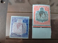 BERMUDA 1938 GEORGE VI 2/- PURPLE & BLUE ON BLUE 2/6 BLACK & RED ON BLUE PERF 13
