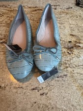 Next Duck Egg Blue Patent Flat Ballet Pumps Shoes Size 38/5 Bnwt Vegan