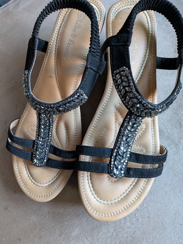 Black sandals sparkly 7 - sparkly,