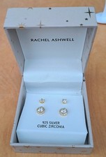 Sterling silver 925 vermeil earrings"R.Ashwell"/Cubic zircon/for pierced ear 8mm