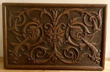 Superb Antique Hand Carved Wooden Green Man Panel Gothic Medieval - 40cm x 26cm