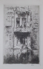 WHISTLER AMSTERDAM BALCONY HOLLAND PRINT James Lithograph of Etching C1932