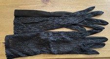 Vintage Black Lace Long Gloves Opera Evening Gloves
