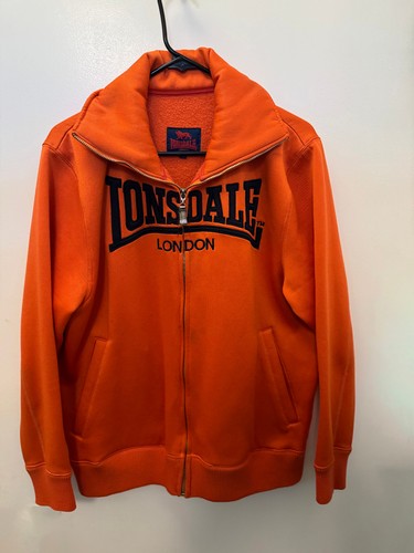 Orange lonsdale zip sweater - orange,