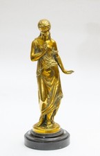 Antique Signed Brass Figure Of A Young Lady/Greek Goddess A Richard