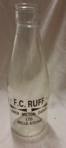 Vintage milk bottle c ruff - milk, f