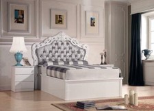 FRENCH STYLE WHITE HIGH GLOSS MDF OTTOMAN STORAGE BED  WITH VARIOUS HEADBOARDS