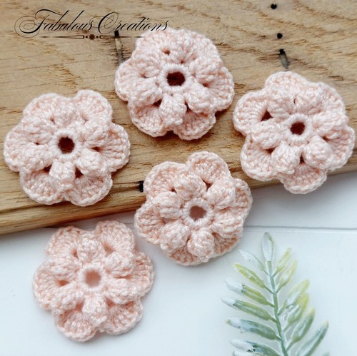 Mini crochet flowers peach - mini,