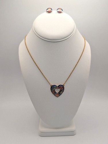 Vintage floral cloisonne heart - floral,