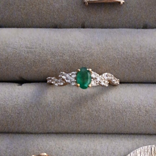 Oval emerald diamond cluster - emerald,