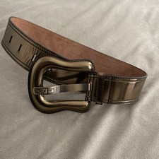 Women’s FENDI Gold Patent Leather Belt Big Buckle Size 70/28