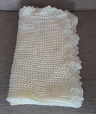 A Pale Lemon Hand Knitted Shawl/blanket, Measures 44x36 Inches