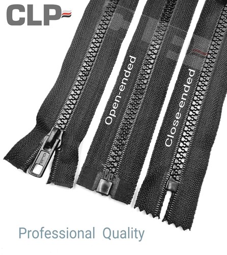 Black chunky plastic zips - chunky, in