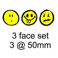3 x 50mm Smiley Face Stickers Campervan Surfboard Car Surfboard Decals
