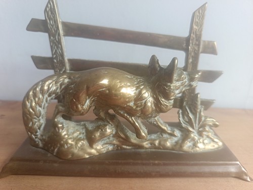 Brass fox letter rack vintage - brass,
