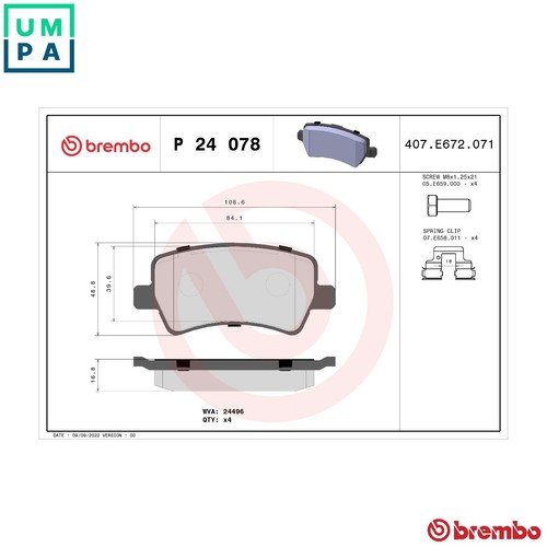 Brake pad set disc - set, p