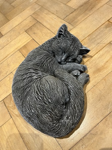 Sleeping cat concrete statue - concrete,