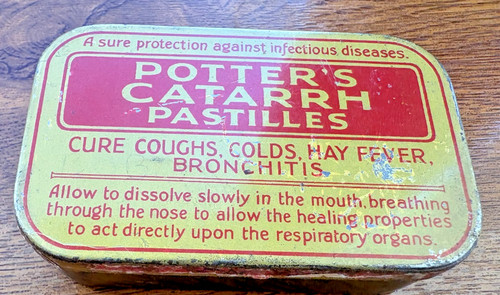 Potters catarrh pastilles - potters, tin