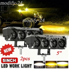 2PCS 5" White Yellow LED Work