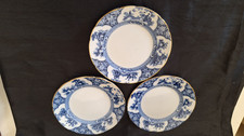 3 Booths Ming China Blue & White Oriental Scenes Teaplates 7" circa 1916-29
