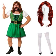 Men’s Irish Dress Stag Costume Funny Party Outfit with Irish Shamrock Design