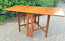 VINTAGE TEAK DINING TABLE MID CENTURY JENTIQUE DANISH STYLE DROP LEAF GATELEG