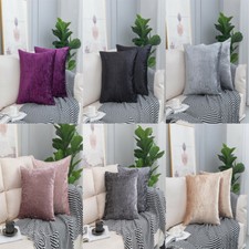 Crushed Velvet Cushion Covers Sofa Bed Home Decoration Plain Luxury UK FAST