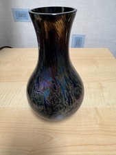 Royal Brierley Iridescent Blue Glass 'Studio' Vase, 17 cm.