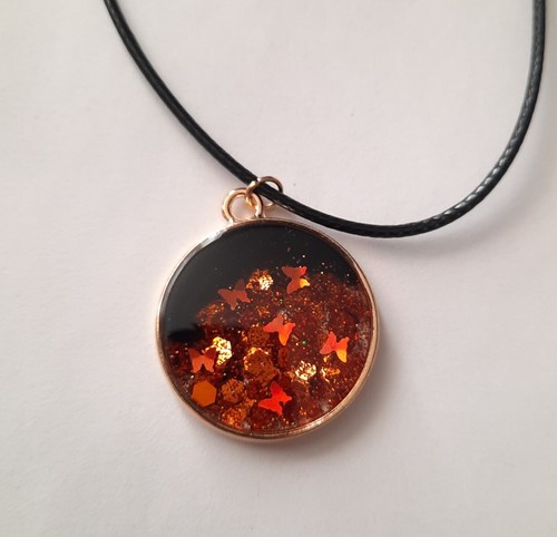Handmade resin necklace black - resin,