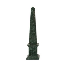 Classic Obelisk in Green Alps Marble Table Sculpture H 40CM