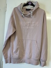 Nicce Men’s Pink Casual Pullover Cotton Hoodie Top & Logo Print Size Medium