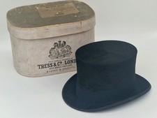 Vintage Black Plush Silk Top Hat by Brown Muff & Co Size Small in Box