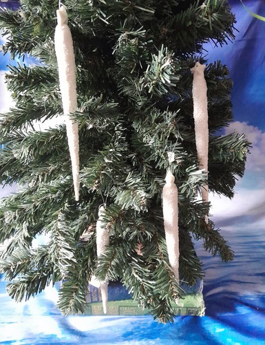 Vintage white bisque icicles - white,