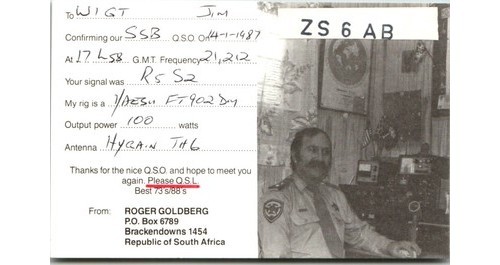 Zs6ab goldberg qsl - zs6ab,