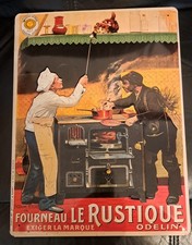 Metal French Kitchen Sign 2004 Editions Clouet France 56080 Chef Poking Cat